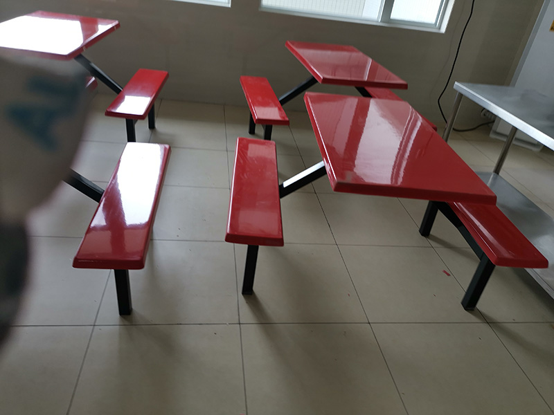 4人位長條玻璃鋼餐桌椅